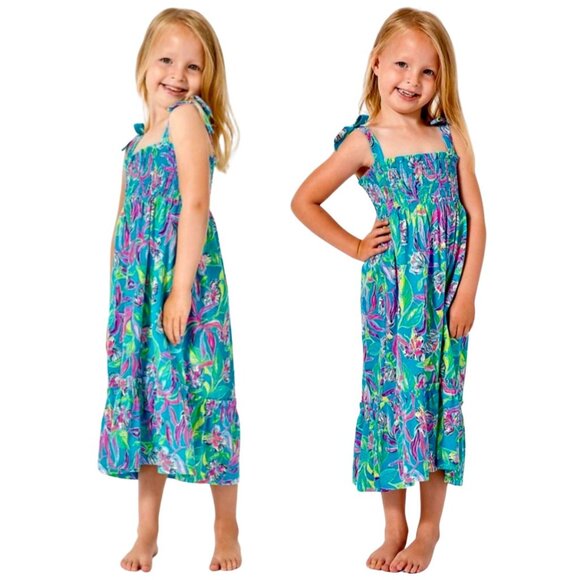 Lilly Pulitzer 100% Cotton Girl's Rivera Midi Dress - Size Medium (6/7) - Picture 1 of 8